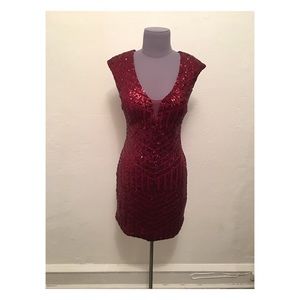Red Sequin Mini Dress